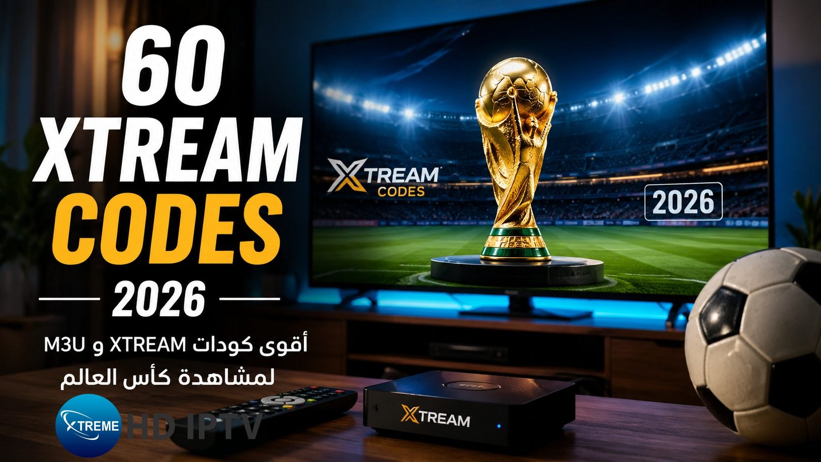 60 كود اكستريم شغال 2026 | أقوى كودات XTREAM و M3U لمشاهدة كأس العالم