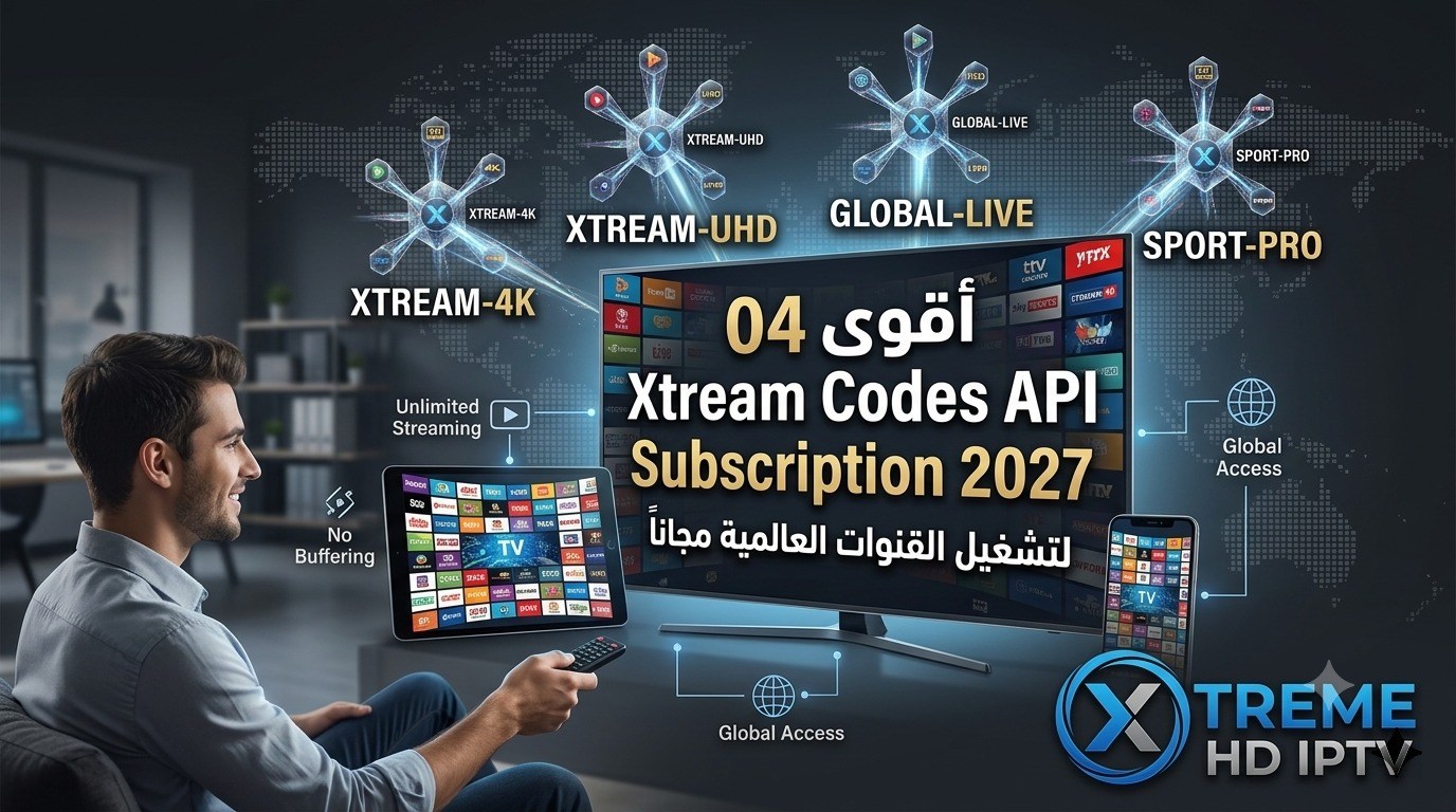 أقوى 04 Xtream Codes API Subscription 2027 لتشغيل القنوات العالمية مجاناً